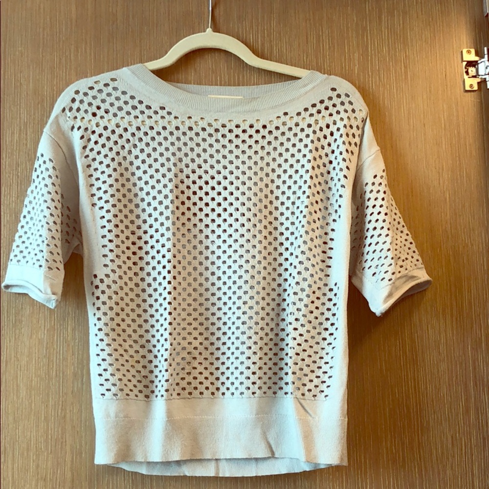 Rebecca Taylor sweater w hole design in light blue